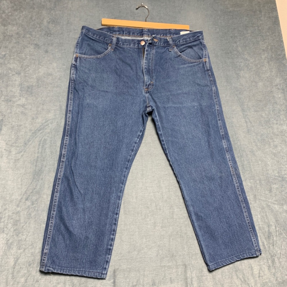 Rustler Jeans Mens 38x29 Blue Denim Relaxed Fit Faded Medium Wash Straight Leg
